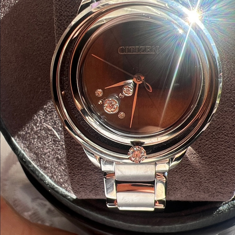 Citizen Black and Silver Watch with diamond Accents